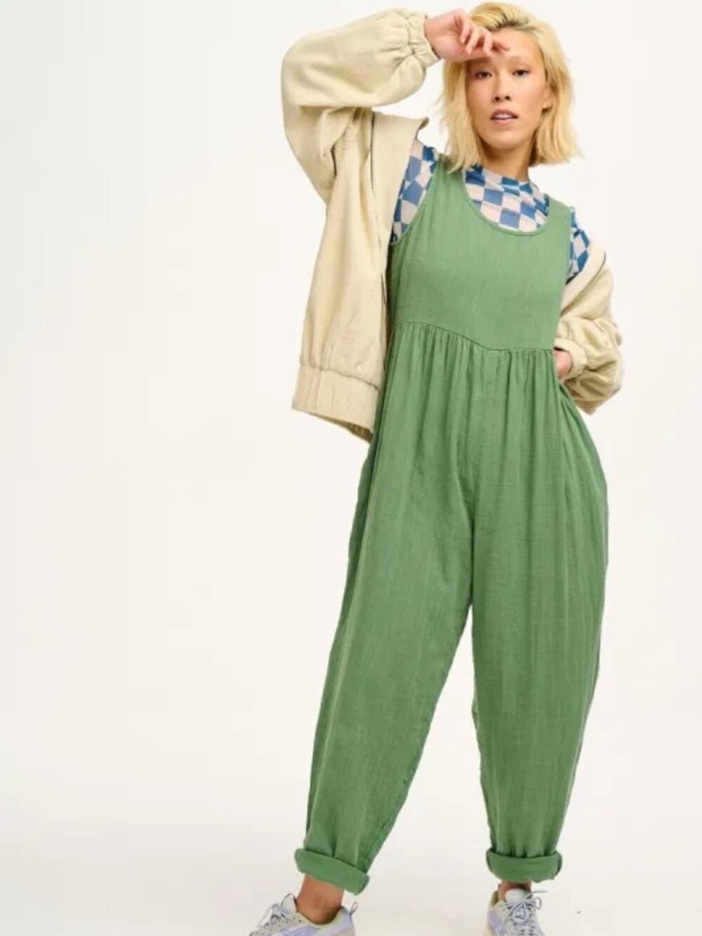 Lucy & Yak Bowie Jumpsuit Sage Green US 22 / UK 26 Like New Organic Cotton